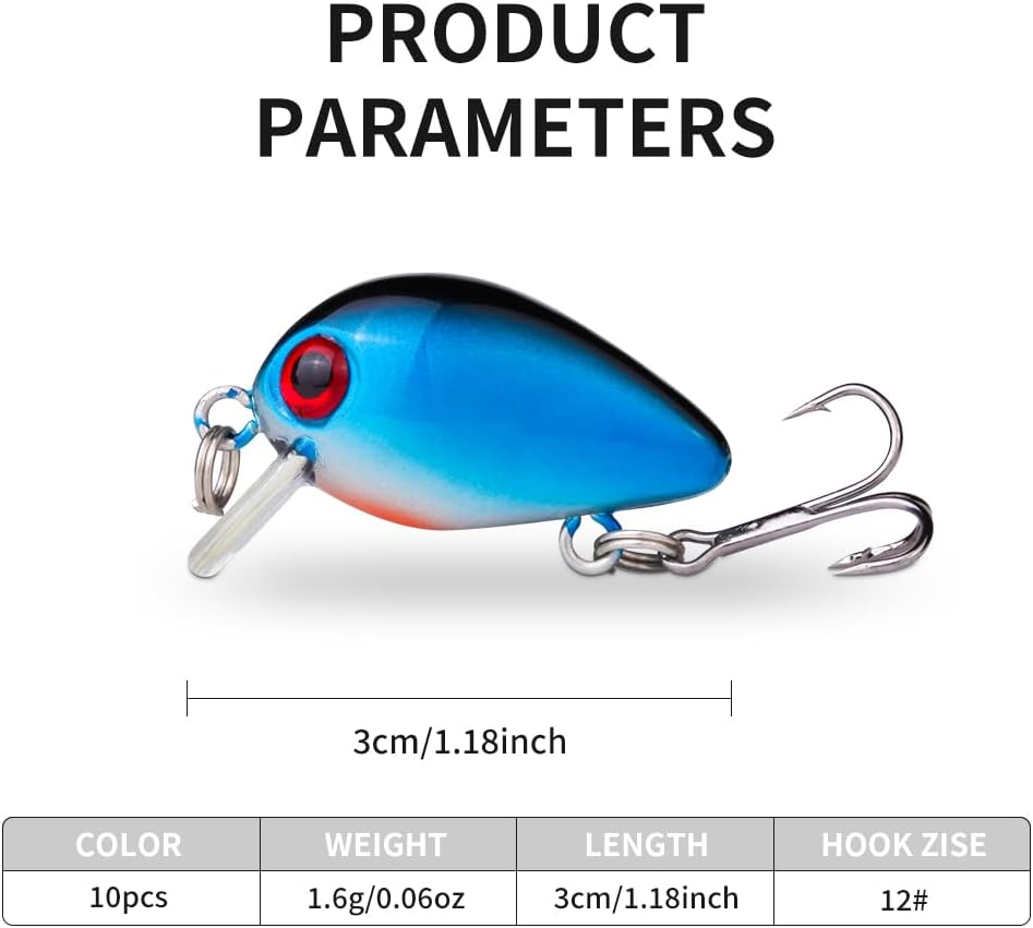 Complete 10-piece crank fishing lure kit for fresh and salt water