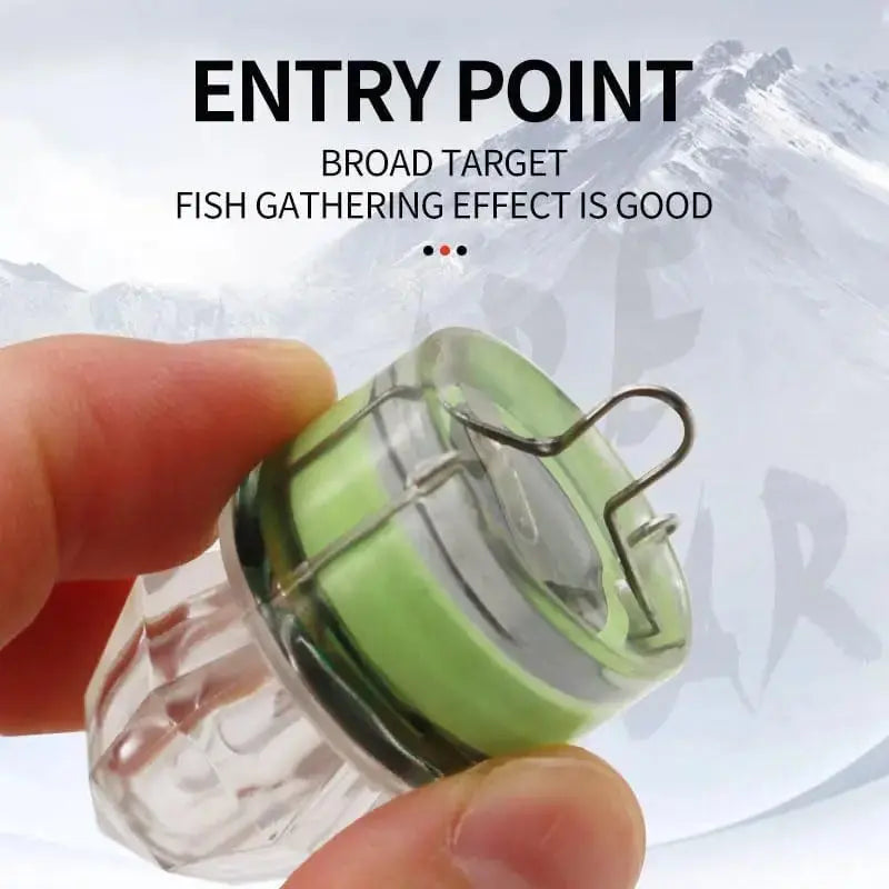 Diamond-shaped LED lure flashing underwater to attract fish
