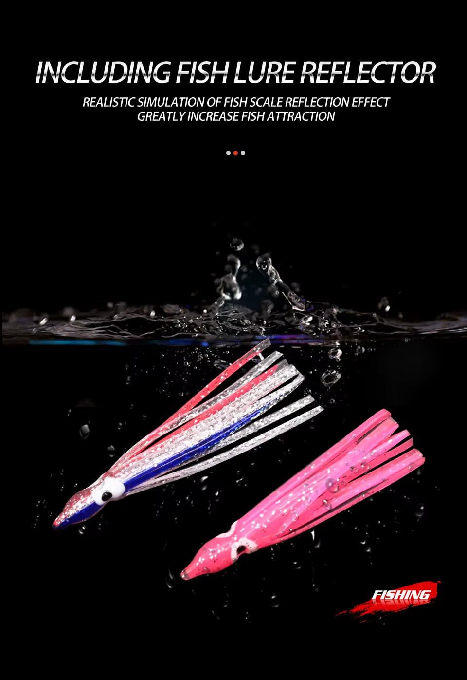 Luminous Squid Skirt Fishing Lures, 25 Pack, Multi-Color Soft PVC Octopus Bait, 5cm, Glow in Dark, Saltwater Trolling Lures for Bass Tuna Salmon