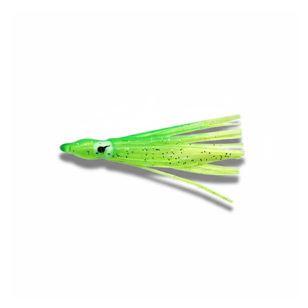 Luminous Squid Skirt Fishing Lures, 25 Pack, Multi-Color Soft PVC Octopus Bait, 5cm, Glow in Dark, Saltwater Trolling Lures for Bass Tuna Salmon